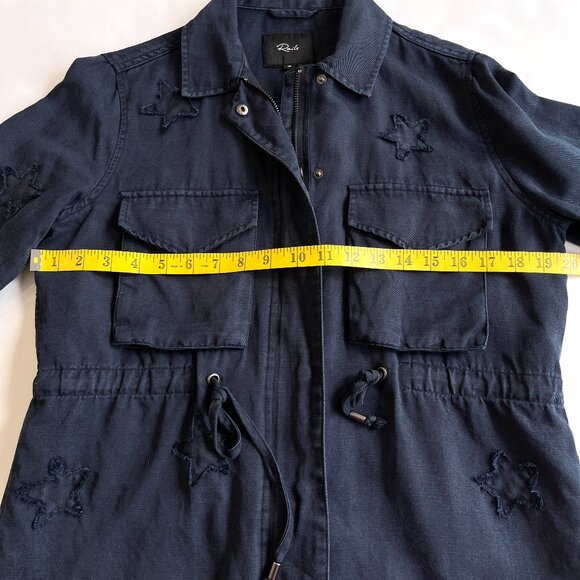 Rails Lancaster Indigo Stars Jacket Tencel Linen Blend Blue Womens Oversized XS - Picture 10 of 11